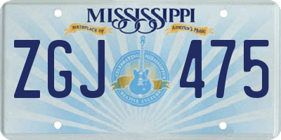 MS license plate ZGJ475
