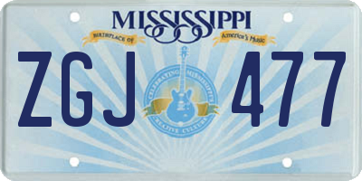 MS license plate ZGJ477