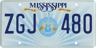 MS license plate ZGJ480