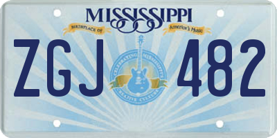 MS license plate ZGJ482