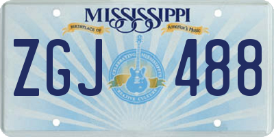 MS license plate ZGJ488