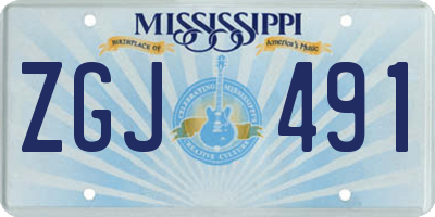 MS license plate ZGJ491