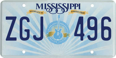 MS license plate ZGJ496