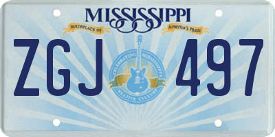 MS license plate ZGJ497