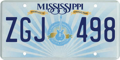MS license plate ZGJ498