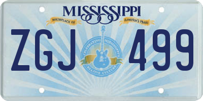 MS license plate ZGJ499