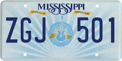 MS license plate ZGJ501