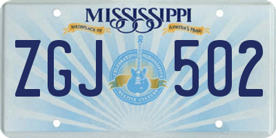 MS license plate ZGJ502
