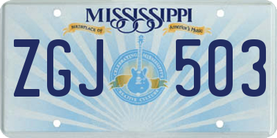 MS license plate ZGJ503