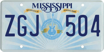 MS license plate ZGJ504