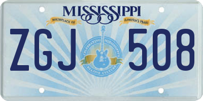 MS license plate ZGJ508