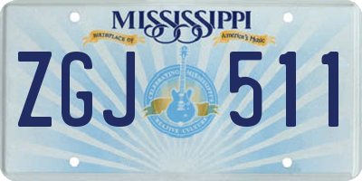 MS license plate ZGJ511