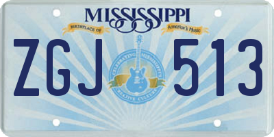 MS license plate ZGJ513