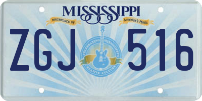MS license plate ZGJ516