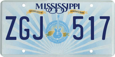 MS license plate ZGJ517