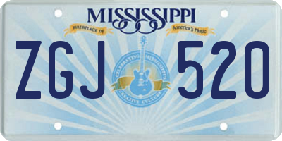 MS license plate ZGJ520