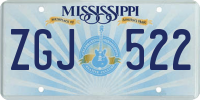 MS license plate ZGJ522