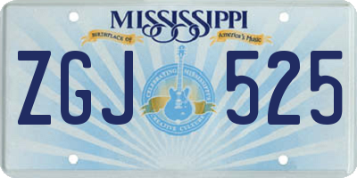 MS license plate ZGJ525