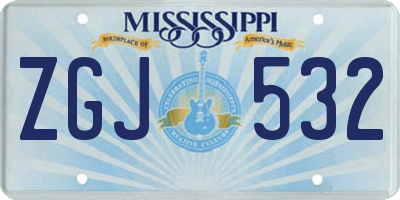 MS license plate ZGJ532