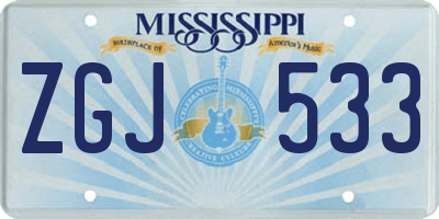 MS license plate ZGJ533