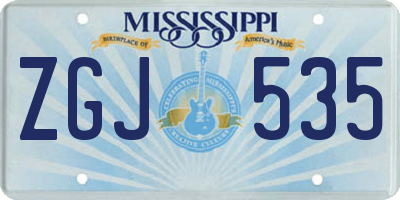 MS license plate ZGJ535