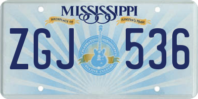 MS license plate ZGJ536