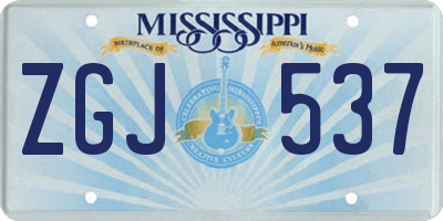MS license plate ZGJ537
