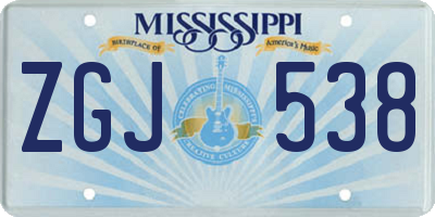 MS license plate ZGJ538
