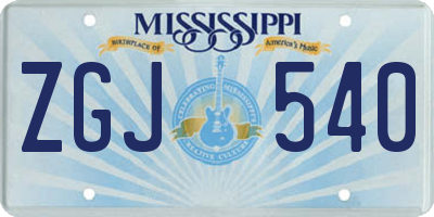 MS license plate ZGJ540
