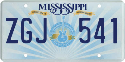MS license plate ZGJ541