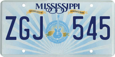 MS license plate ZGJ545