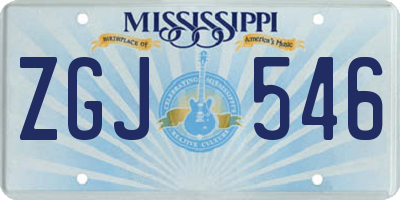 MS license plate ZGJ546