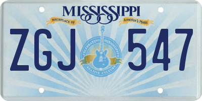 MS license plate ZGJ547