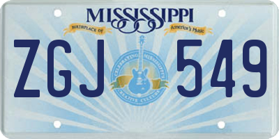 MS license plate ZGJ549