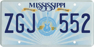 MS license plate ZGJ552