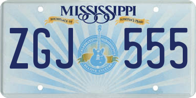 MS license plate ZGJ555