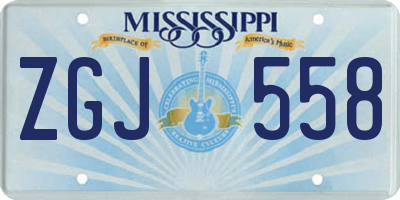 MS license plate ZGJ558