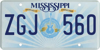 MS license plate ZGJ560
