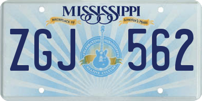 MS license plate ZGJ562