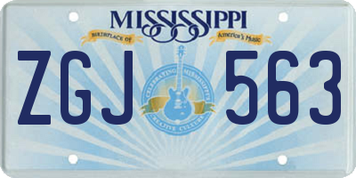 MS license plate ZGJ563
