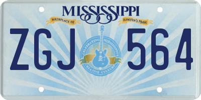 MS license plate ZGJ564
