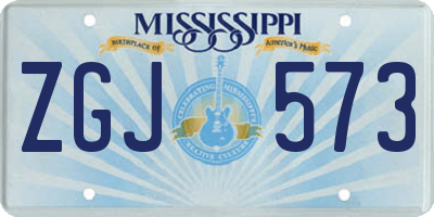 MS license plate ZGJ573