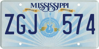 MS license plate ZGJ574