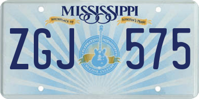 MS license plate ZGJ575