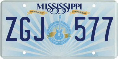 MS license plate ZGJ577