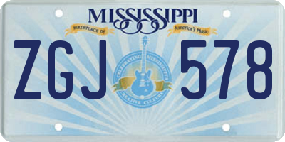 MS license plate ZGJ578