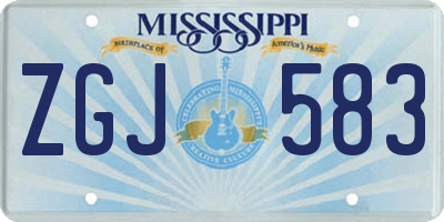 MS license plate ZGJ583