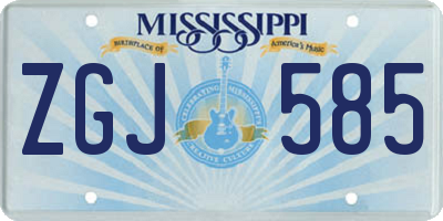 MS license plate ZGJ585