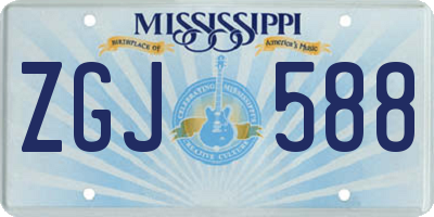 MS license plate ZGJ588