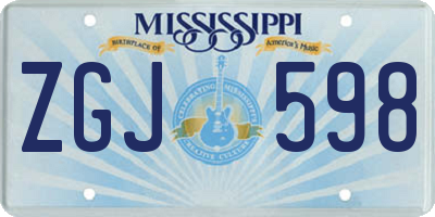 MS license plate ZGJ598
